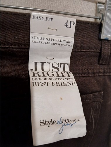 Style and Co Jeans Womens 4P PETITE Brown Tapered Leg Dark Wash 26/28 - Picture 9 of 10