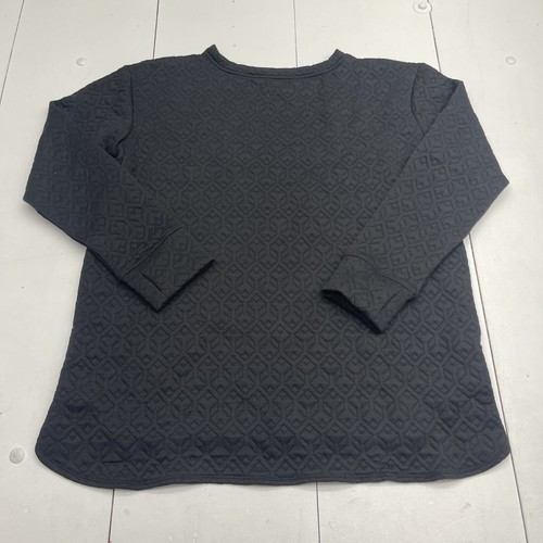 St John’s Bay Black Quilted Pullover Sweatshirt Women’s Size XXLT New - Picture 6 of 6