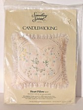 Something Special Candlewicking Heart Pillow 14x14  80137 NEW