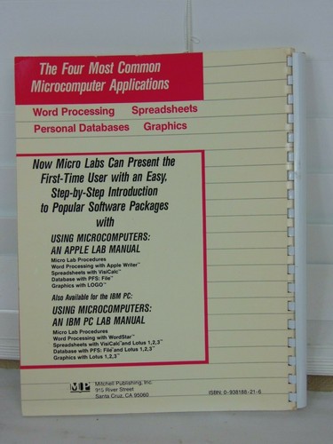 LIVRE VINTAGE UTILISANT DES MICRO-ORDINATEURS - MANUEL APPLE LAB - KEIKO M PITTER 1984 RARE - Photo 2/9