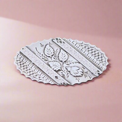 Victorian Antique Silver Brooch Design Handmade Engraved Jewellery Vintage Pin