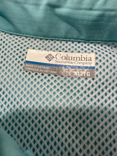 Columbia Shirt Women Teal snap Button Vented PFG Fishing Size XL Roll tab sleeve - 第 2/12 張圖片
