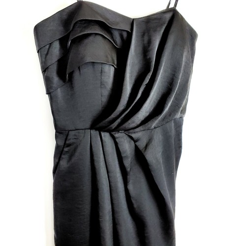 BCBGENERATION Satin Wrap Strapless Dress Sz 6 Small Formal Short Black Party NEW - Picture 2 of 6
