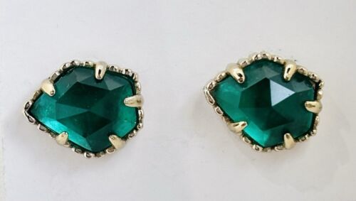 Kendra Scott Silver Rhodium Emerald Green Tessa Stud Earrings