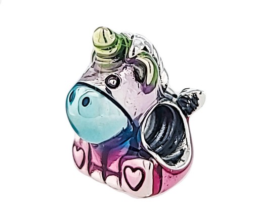 New 100% PANDORA 925 Silver Colorful Rainbow Bruno the Unicorn Charm 799353C01