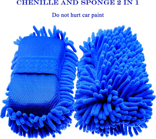 Microfiber Car Wash Sponge-Non Scratch Sponges-Two Sided Chenille Microfiber Was - Picture 5 of 12