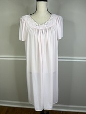 Vintage Miss Elaine Pink Ling Night Gown Nylon Floral Size Medium