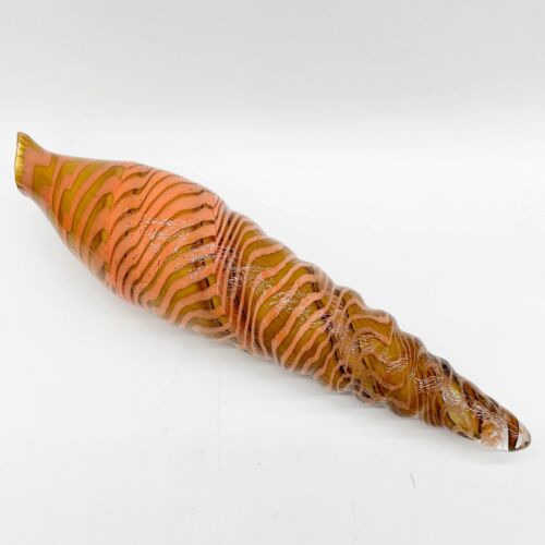 Zeitgenössisches Studio Kunst Glas orange konische Spirale Muschelskulptur - Bild 2 von 5