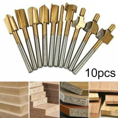 MARKENLOS 10 tlg. HSS Fräsen Fräser Sets 3mm Fräser Fur Dremel Proxxon Holz DE NEU