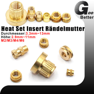Messing Rändelmutter Gewindeeinsatz Druck Einpressmutter Heat Set Insert M2~M6