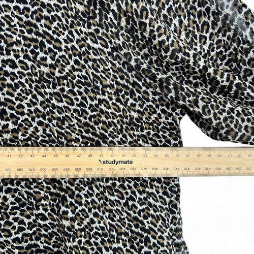 Blue Illusion SILK Sheer Blouse Womens Size XL Animal Print Lined Pleated Front - Picture 6 of 9