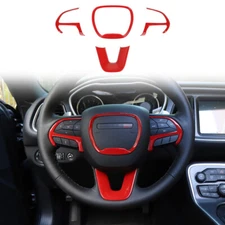 Steering Wheel Decor Cover Trim Frame Kit for 2015+ Dodge Challenger/Charger Red