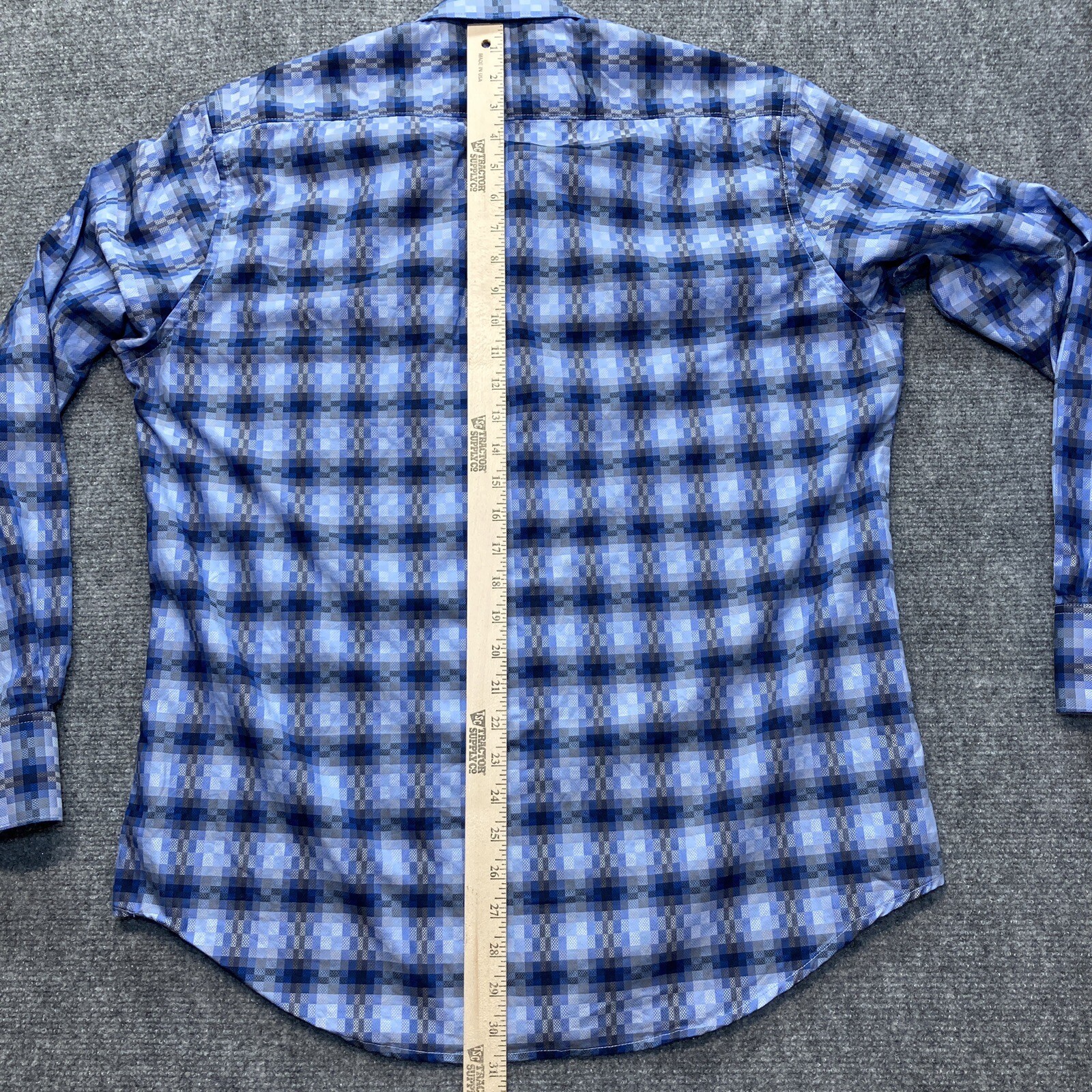 Robert Graham Men's L Blue Shirt Long Sleeve Button Up Digital Mosaic