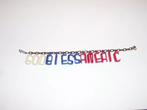 Vintage 1940's Patriot GOD BLESS AMERICA Red White Blue Hard Plastic Bracelet