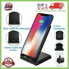 Wireless Fast Charger Charging Pad Stand Dock For Samsung Galaxy iPhone Phones