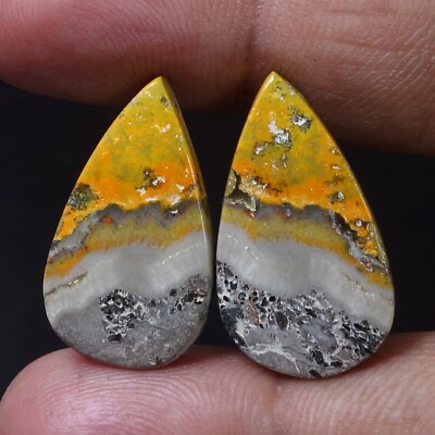 22.50 CT Natural Bumble Bee Jasper Pair Cabochon Earring Supply Gemstone RX-4378