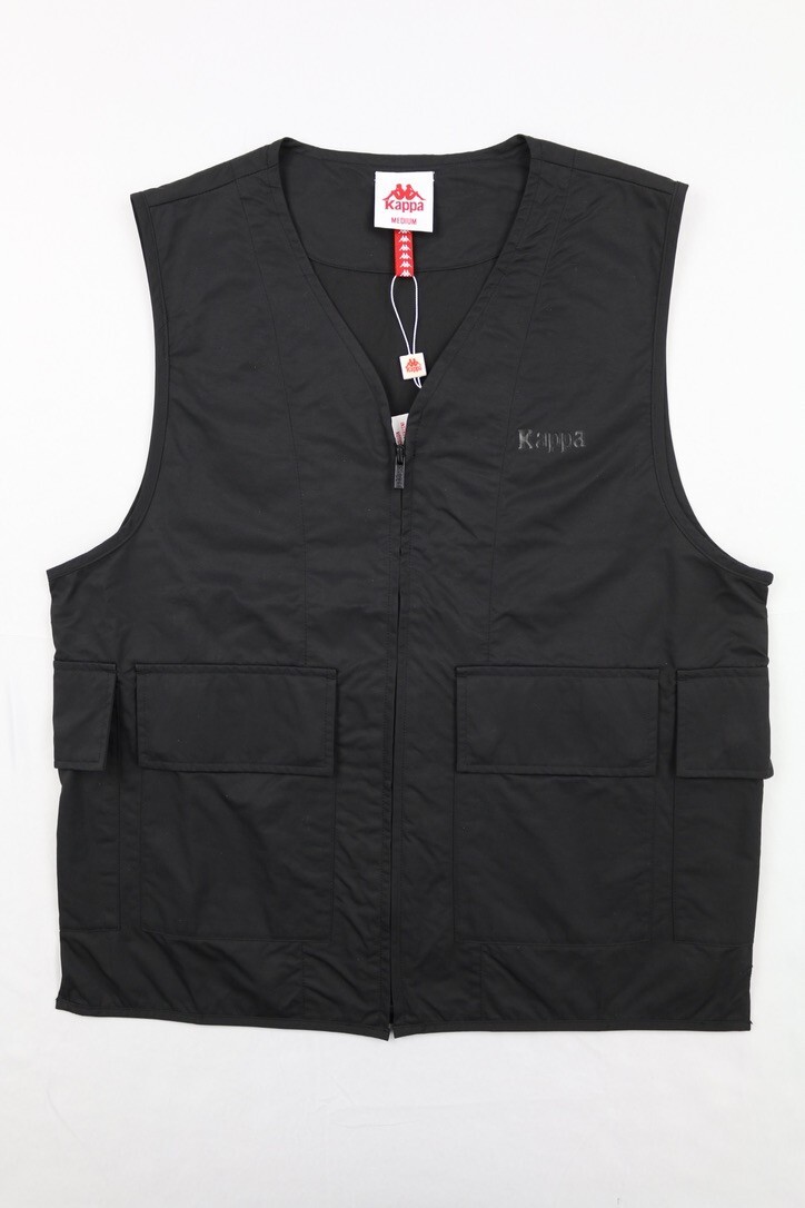 Kappa Mens Authentic Dunn Vest Black M Full Zip Multiple Snap Closure Pockets