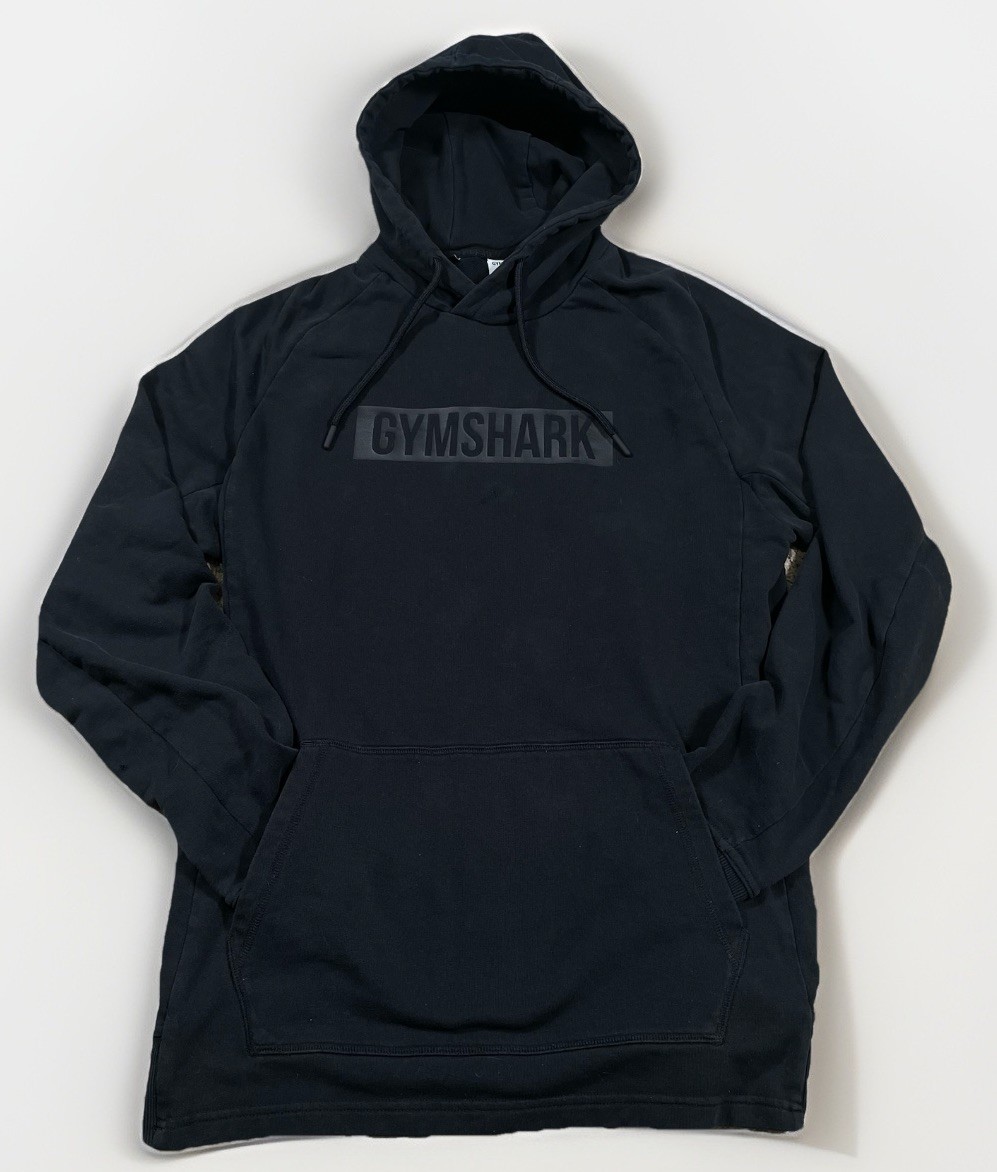 Gymshark Hoodie Men's Size L Black Spell out Pullover Long Sleeve Pockets