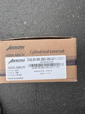 Arrow ASSA ABLOY DQL82-SR-26D-306-Q71-CSKD Cylindrical Lever Lockset