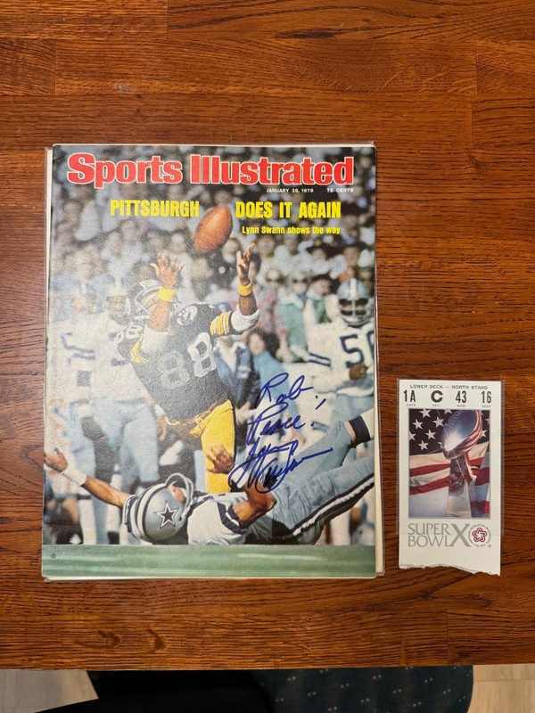 Lynn Swann autographed Super Bowl X Sports Illustrated and Ticket Stub!