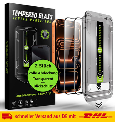  2X für iPhone 14 15 16 17 Pro Max Premium Panzerglas Folie 9H inkl Montagehilfe