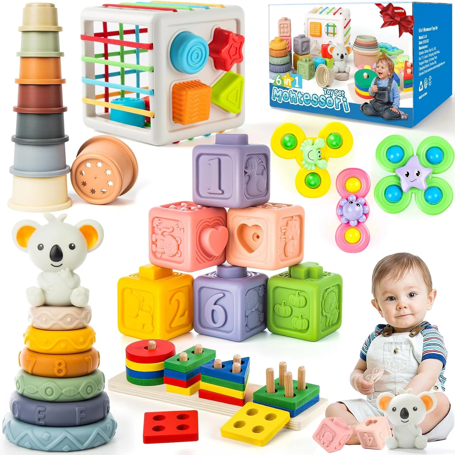 6-In-1 Baby Toys 6 to 12 Months, Montessori Toys for Babies 6-12-18 Months, Infa