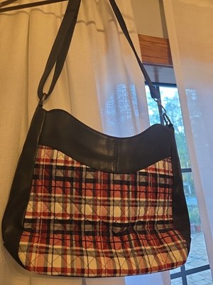 Donna Sharp Quilted Black Leather Crossbody Purse Hobo Bag Adjustable Strap