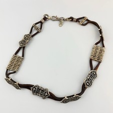 Vtg Womens Belt The Limited Leather Concho Silver Tone Western Boho 29" Long S/M