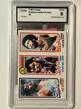 1980-81 Topps Kareem Abdul-Jabbar, Calvin Natt, Joe Bryant #200-8-217 (RC) GMA 8