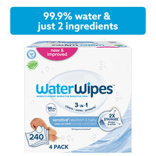 WaterWipes Sensitive Baby Wipes 240 Count 99.9 Water Unscented Hypoallergenic