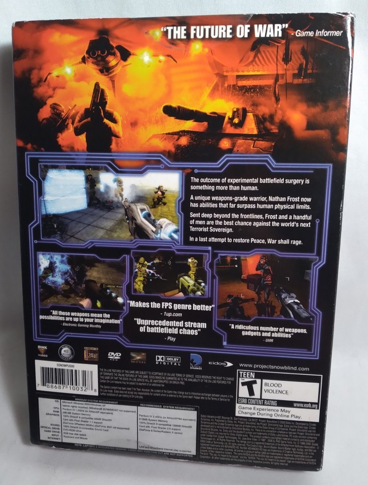 Project Snowblind PC DVD-ROM Factory Sealed New 2005 W/Slipcover ...