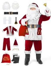 Santa Claus Costume for Men Adults 11 Pieces Professional Santa Suit for Xmas