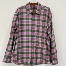 Alan Flusser Shirt Mens XL Multi Color Plaid Long Sleeve Button Down 100 Cotton
