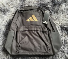 Image of Adidas Unisex Backpack With Gold 3 Stripes - BNWT Black