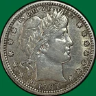 1907-S Barber Quarter Choice Extremely Fine XF+/AU Coin, Old Cleaning #33581