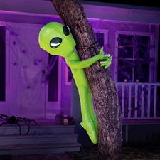 4 FT Halloween Inflatable Outdoor Decor, Alien Blow Ups Decorations Tree Ghost I