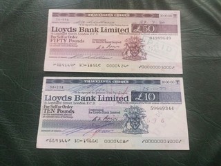2 Travellers Cheques 1970s