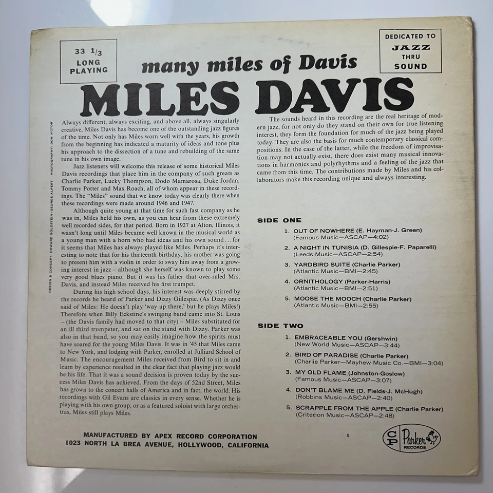 Many Miles Of Davis Record Vinyl Miles Davis Charlie Parker PLP 828 S Foto 2 de 4