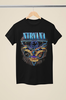 T-Shirt Nirvana Iconic Yellow Smiley Face Graphic Black - (MU92)