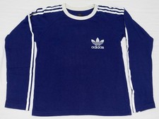 Rare 90'S Vintage Adidas Ringer Neck Shirt Long Sleeve T-Shirt M Navy White