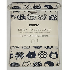 140 x 180 cm Linen Cotton Tablecloth Blue and White Table Cloth Cover Home Decor