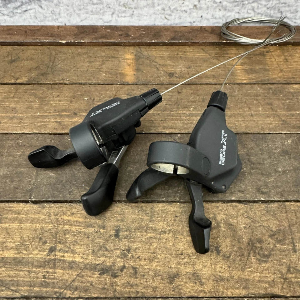 Vintage Shimano Deore XT SL-M739 Rapidfire Shifters 3x8 Pair 22.2mm MTB Japan 8s - Image 2 of 4