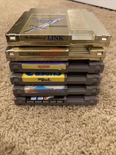 Nintendo NES System Super Mario 1 2 3 GOLD ZELDA + LINK Game Lot Tested - Picture 4 of 12