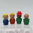 Vintage 70s Fisher Price 4pc Little People 2 Boys 2 Girls Wood & Plastic