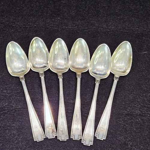 6 Sterling GORHAM ETRUSCAN 1913 Fruit Dessert Spoon 5.75" D Monogramed ART DECO