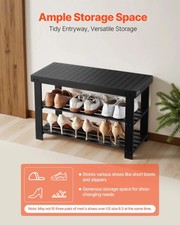 Shoe Rack Bench, 3-Tier Bamboo Entryway Bench, Shoe Storage Organizer Holds Up t