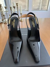 Women’s Saint Laurent Patent Leather Slingback Black Pumps Size 36 1/2 