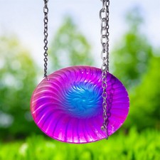 Hanging Glass Purple Flower Bird Bath Bird Feeder 8 In for Garden Decoration
