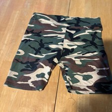 Women's Camo Biker Shorts Multi-Color Size M Made in USA Activewear Spandex