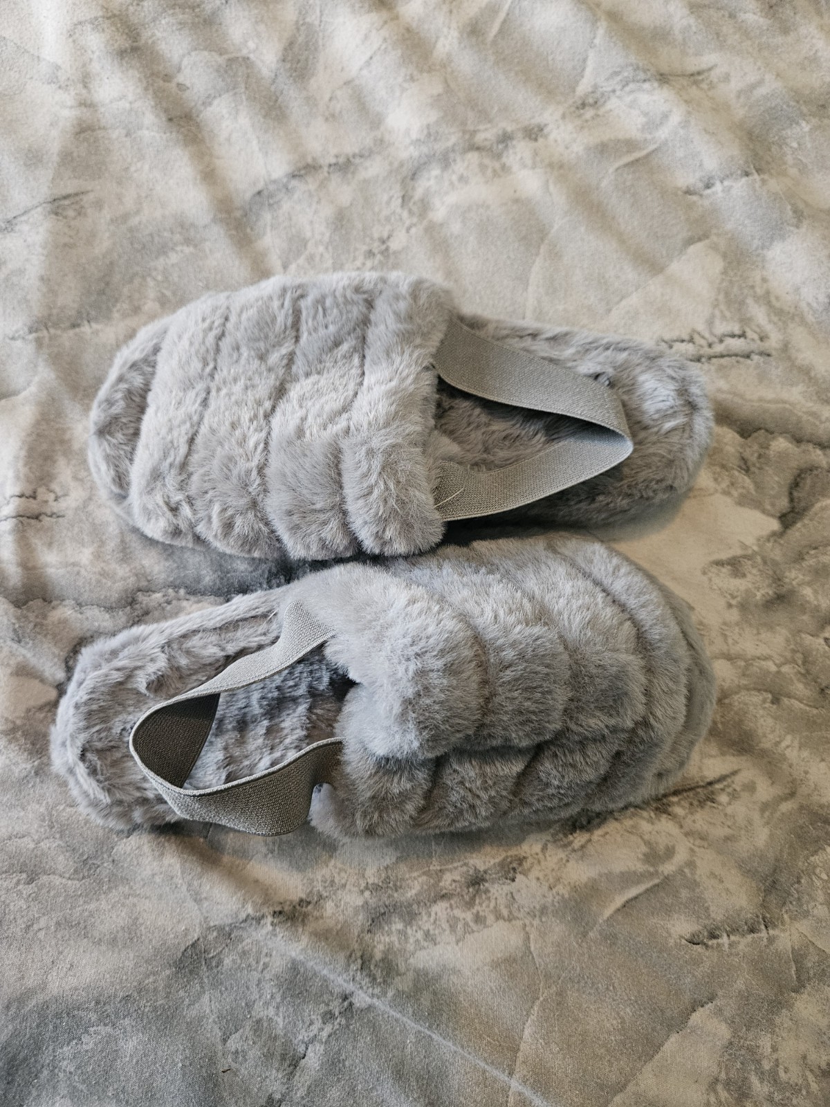 SAOLA Pantofole donna grigie taglia 3 suola rigida soffici punta aperta cinturino elasticizzato